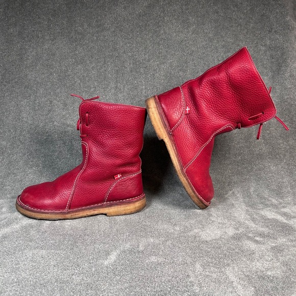 Duckfeet Arhus Shearling Red Pebbled Leather Boots Women's Size EU 42 US 10.5-11 - Picture 7 of 16